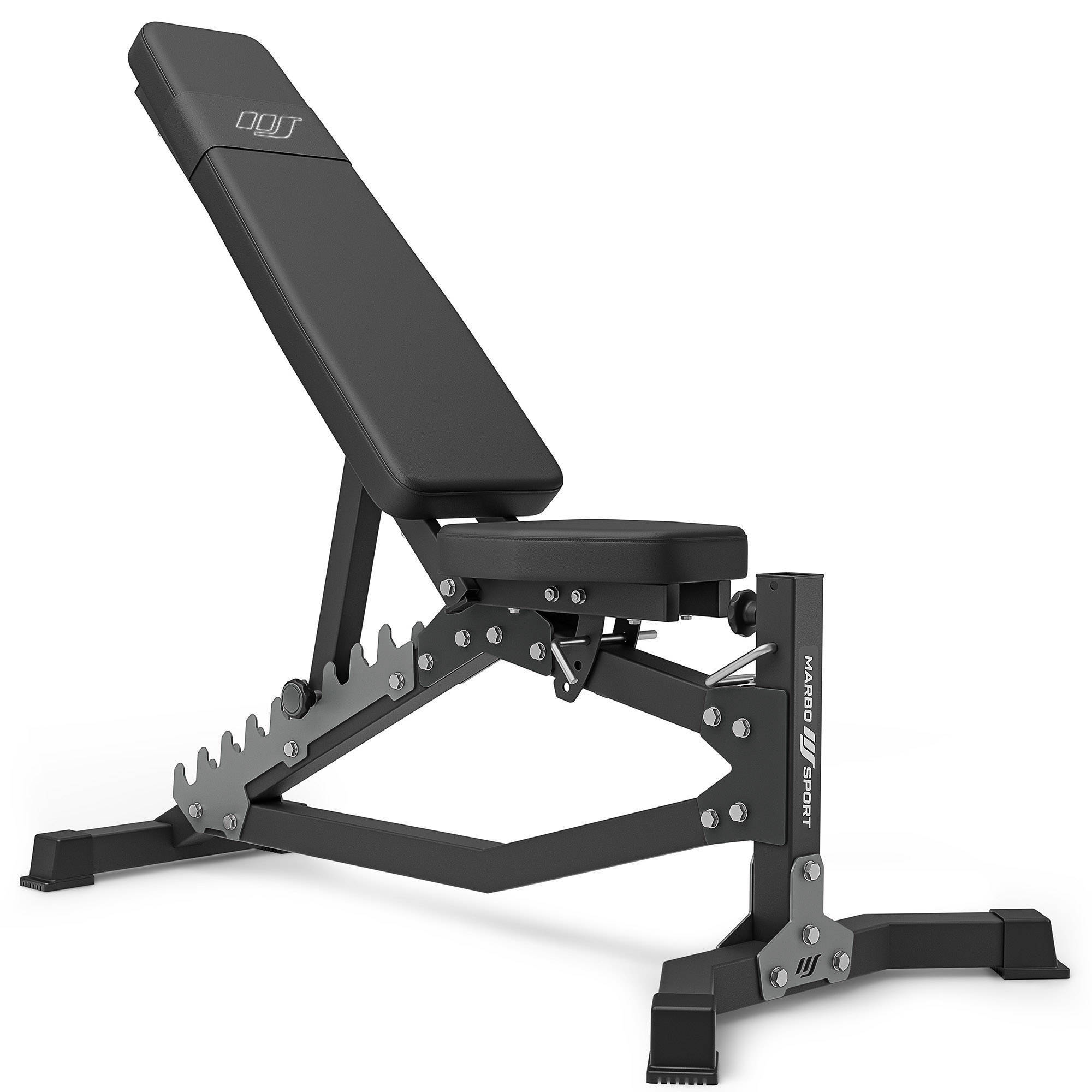 Set MS36_2.0, panca bifacciale + cavalletti da palestra + modulo preacher  + pressa per gambe + stazione pulldown - Marbo Sport