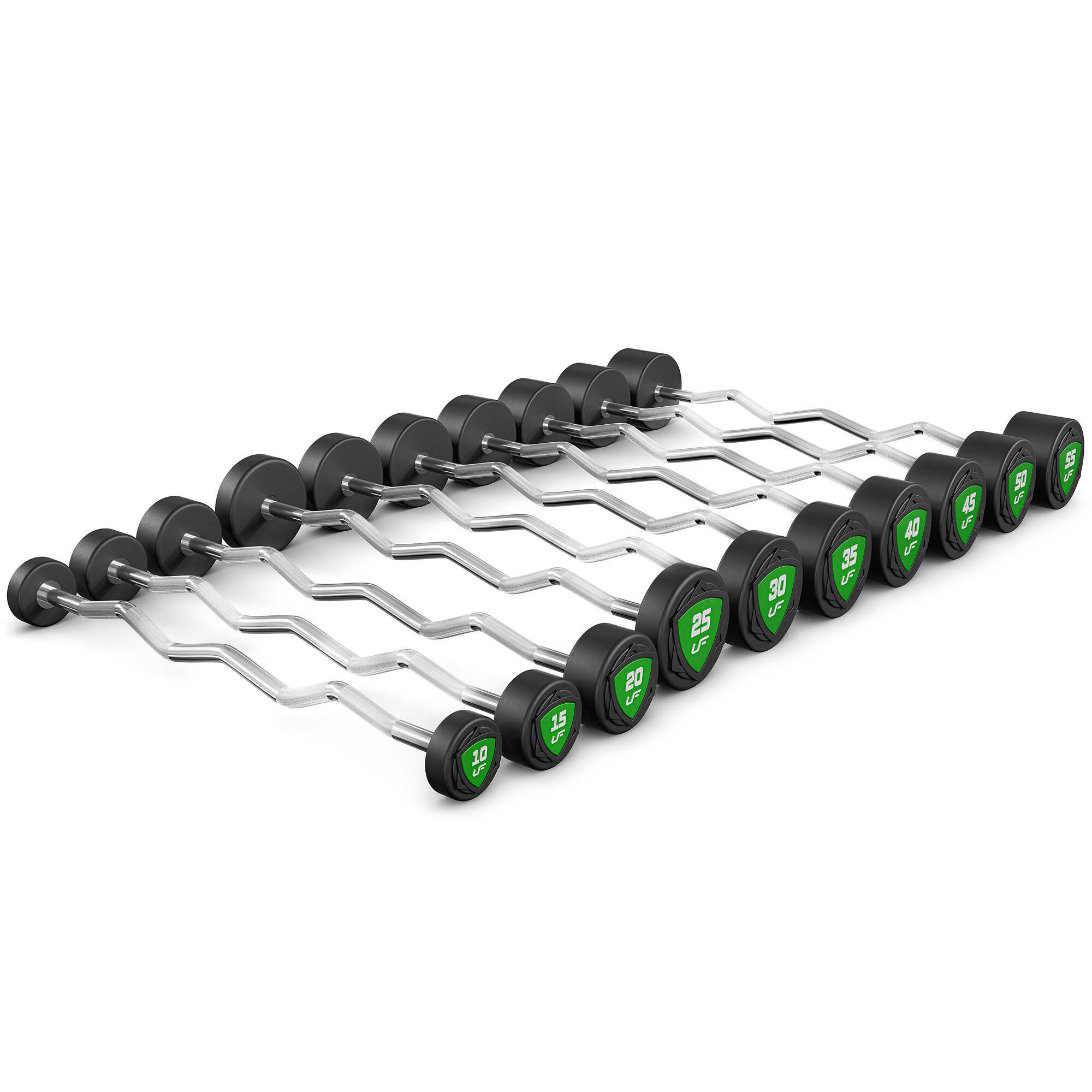 Set bilanciere curvo in poliuretano 10-55 kg (incrementi da 5 kg) 325 kg – UpForm