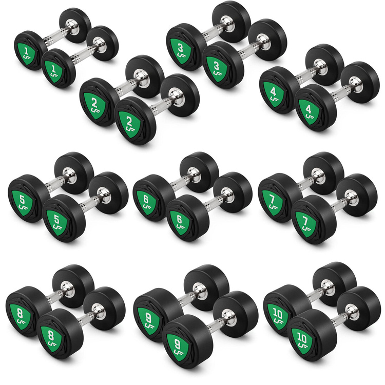 Set di manubri in poliuretano 1-10kg (incrementi di 1 kg) 110 kg - UpForm