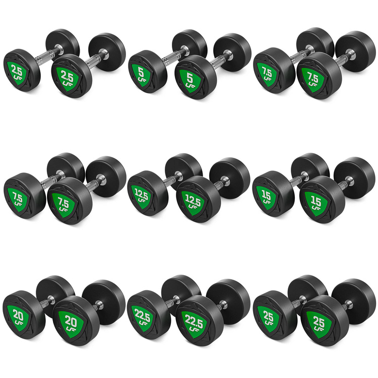 Set di manubri in poliuretano 2,5-25kg (incrementi di 2,5 kg) 275 kg - UpForm