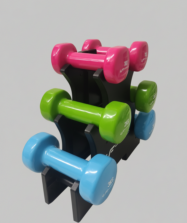 Set di manubri fitness in vinile 12 kg con supporto – UpForm